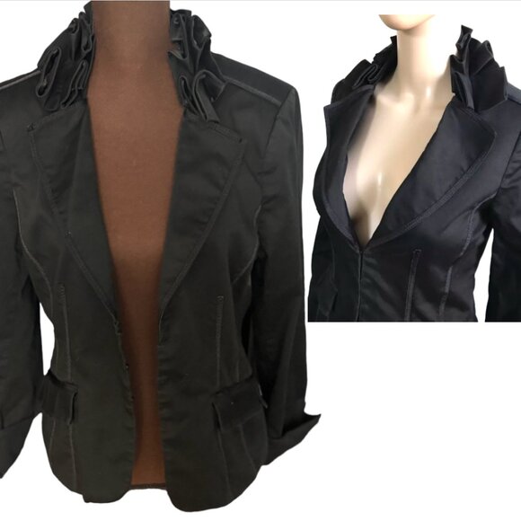 Woman Blazer, Black Business Blazer, Ruffles, Jacket, White House Black Market - Picture 15 of 16